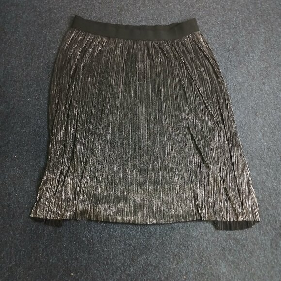 NWT Lane Bryant Metallic Silver Elastic Waistband Micro Pleated Skirt  sz18/20 - Picture 4 of 5